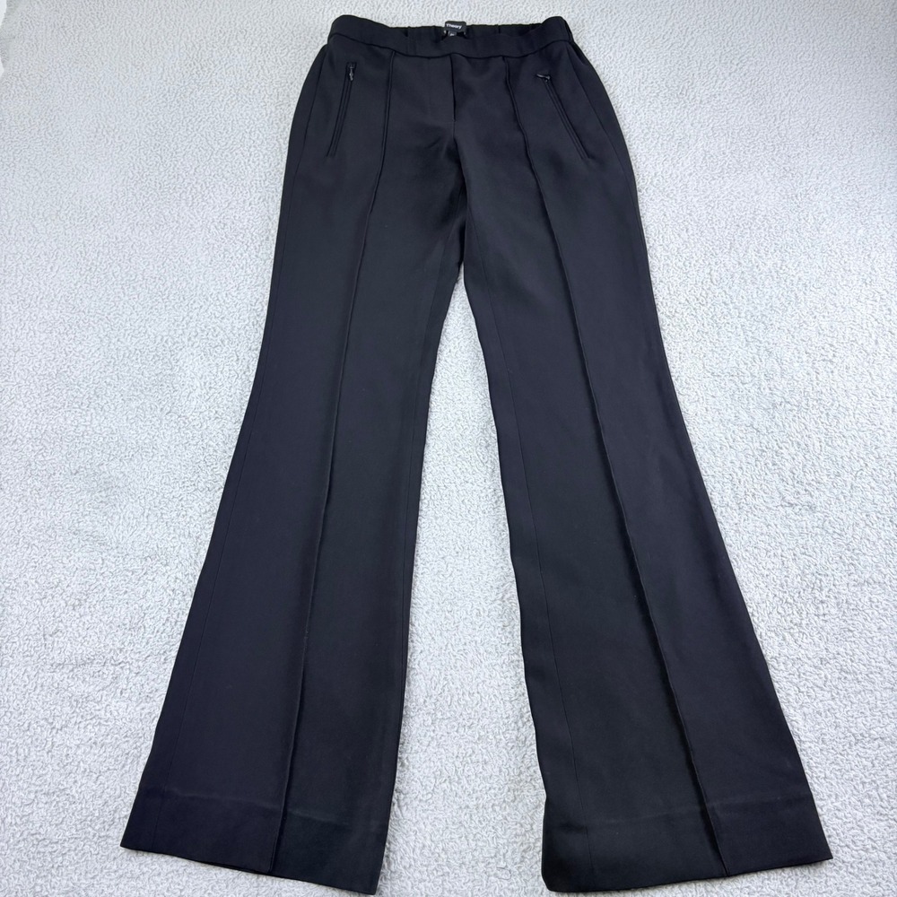 Theory Demitria Admiral GFE Flared Pants Women 00 Black Pintuck Workwear Luxury